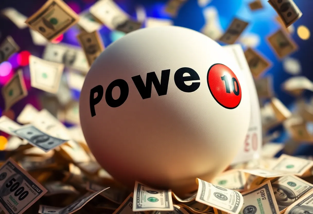 Powerball ticket and cash depicting the excitement of the jackpot