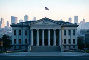 San Francisco federal courthouse with city skyline