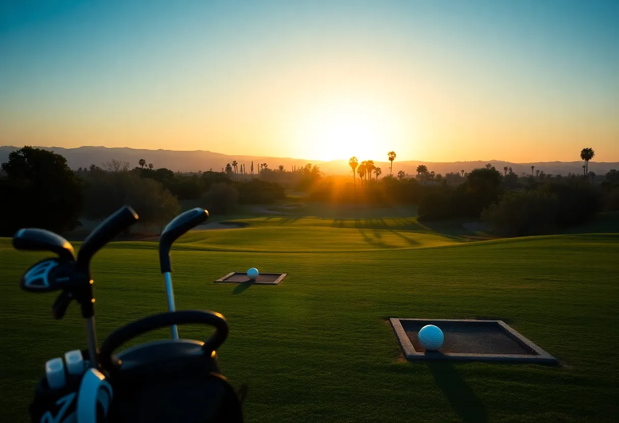 Scenic Southern California golf course at sunrise