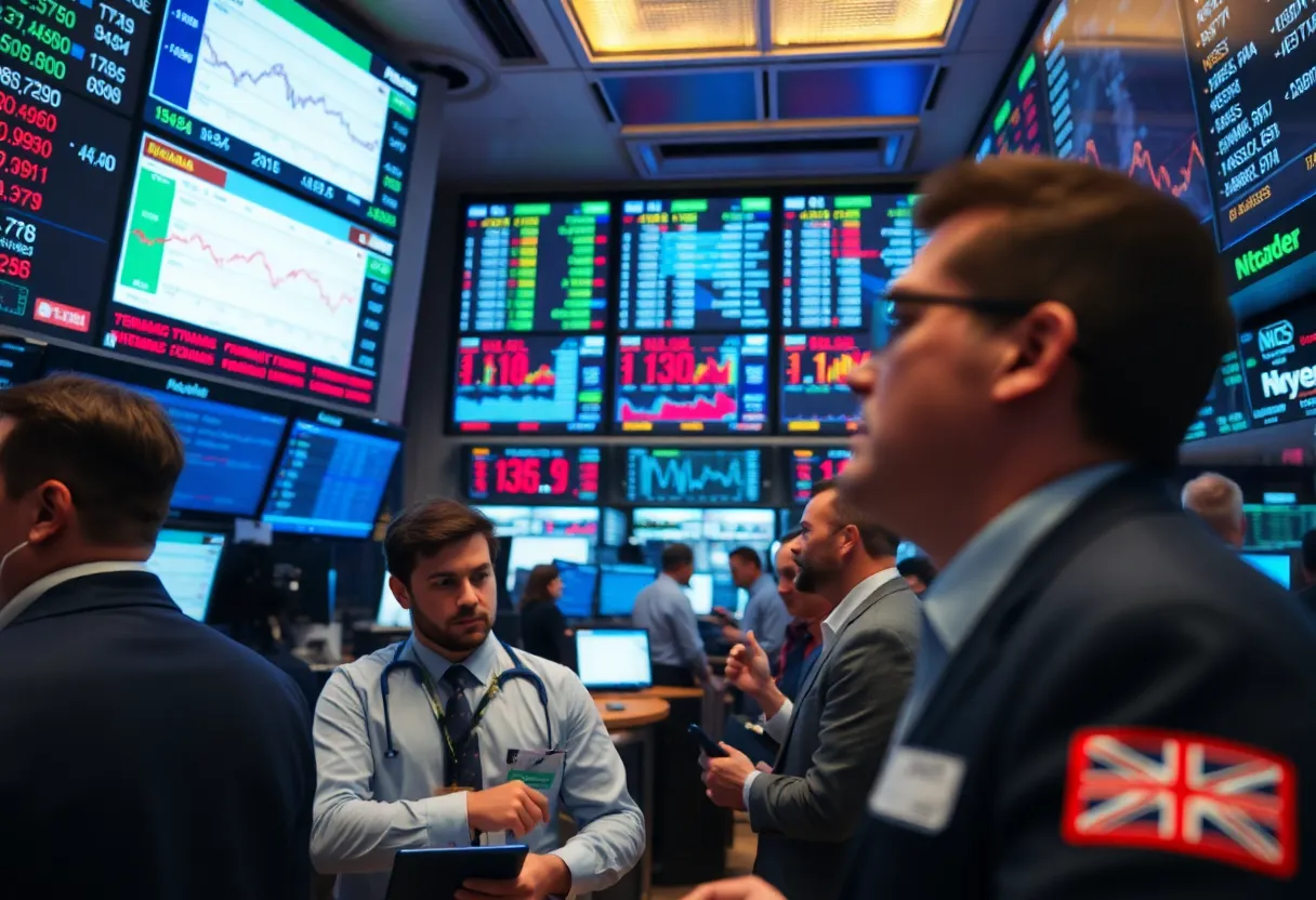 Traders reacting to stock market changes due to Federal Reserve rate cut expectations.