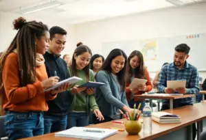 Diverse students participating in a classroom setting