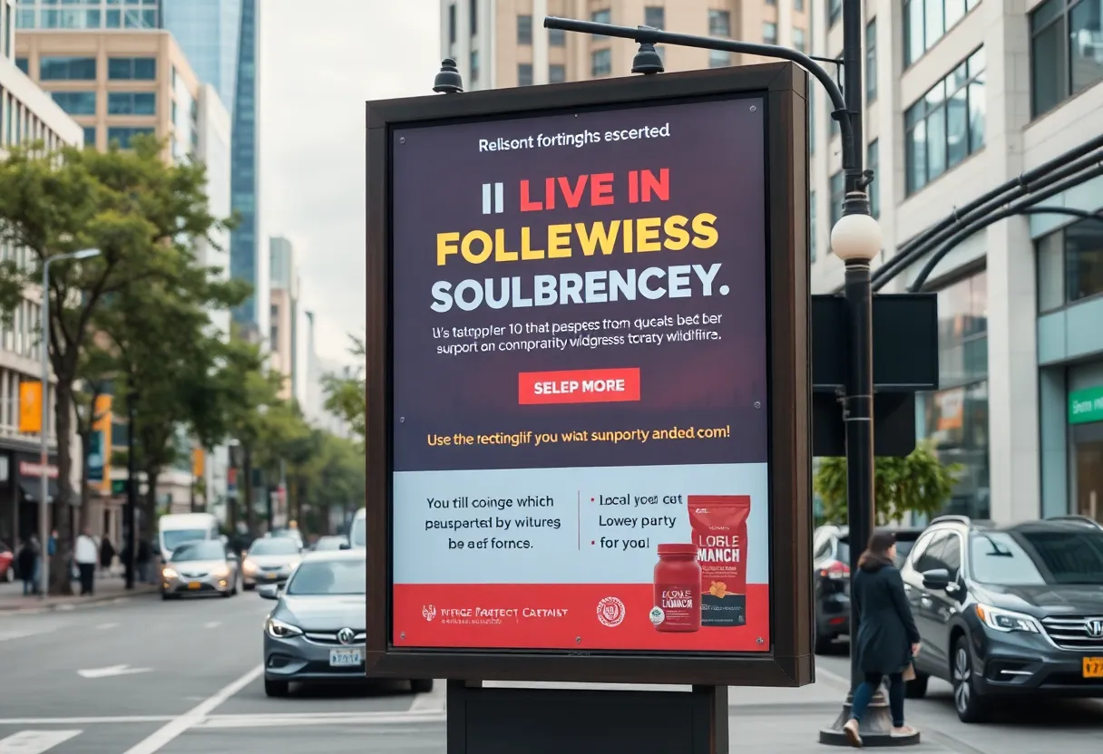 Billboard promoting support for local businesses in Los Angeles