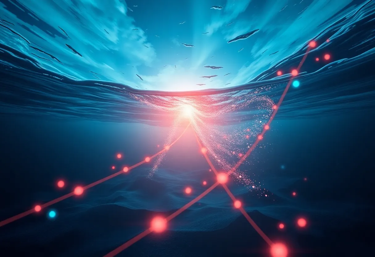 Visual representation of undersea cables symbolizing internet connectivity and disruption.