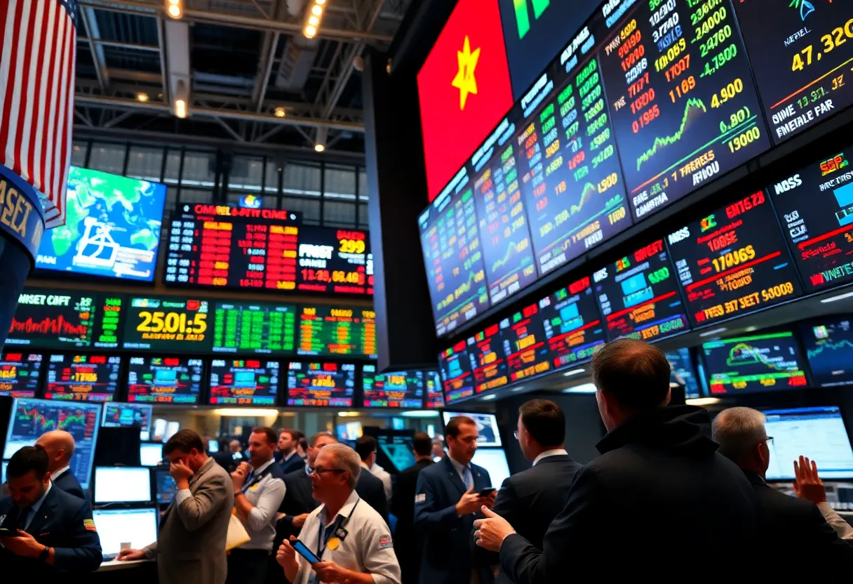 Traders celebrating a surge in U.S. stock markets.