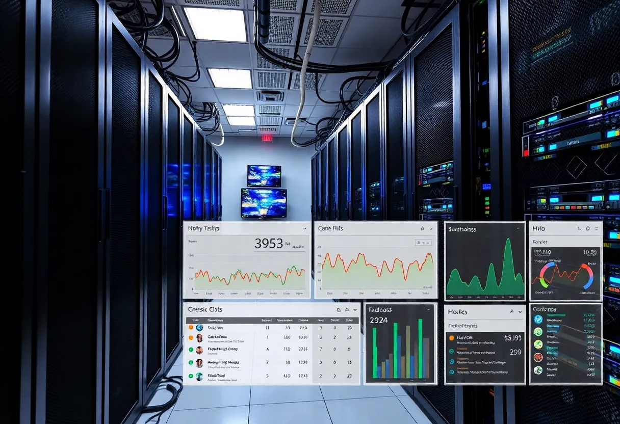 A server room representing the web hosting challenges faced by Space City Weather.