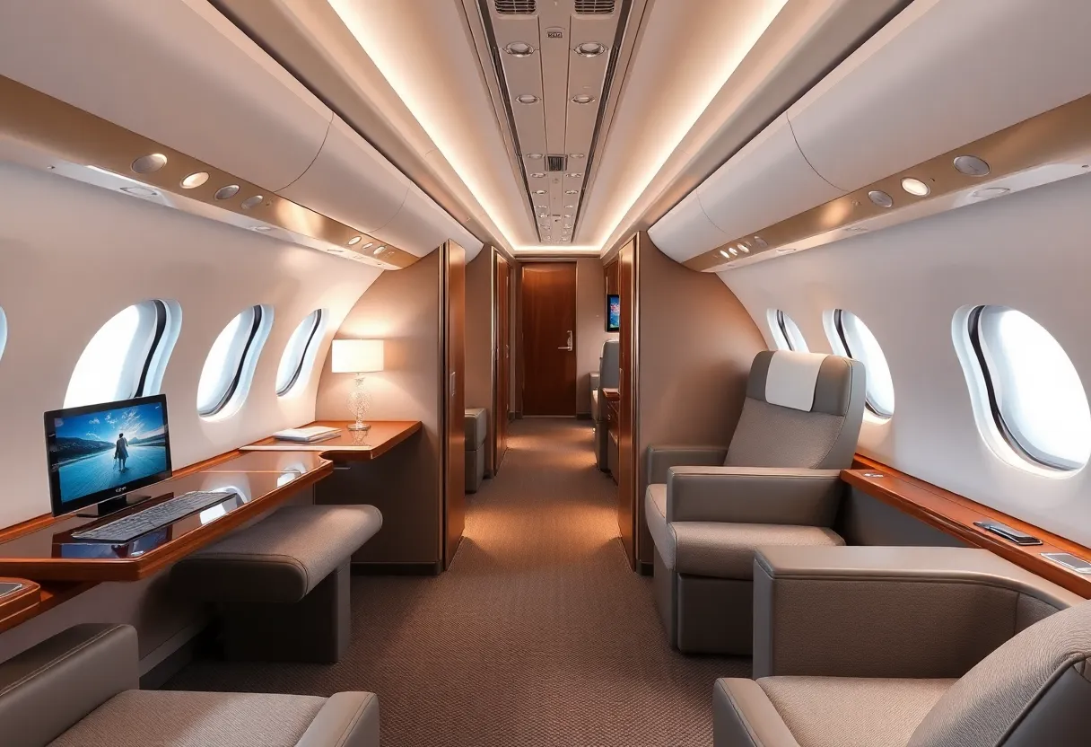 Interior of Air France La Première first class cabin