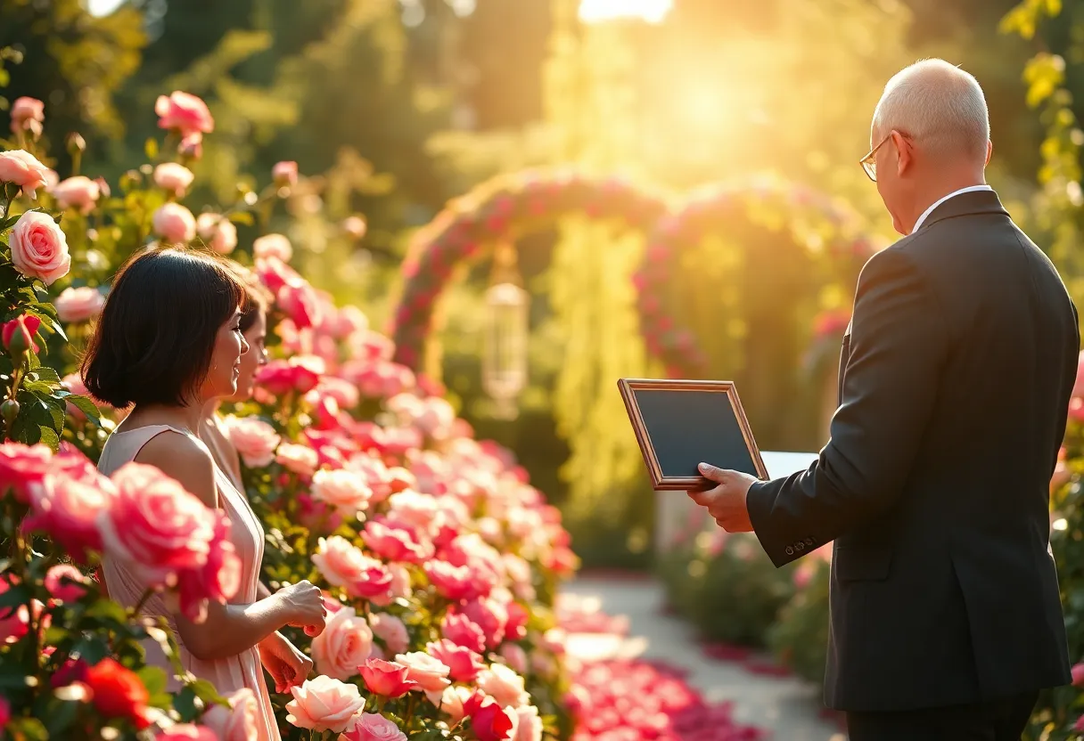 Ceremony in White House Rose Garden with award presentation