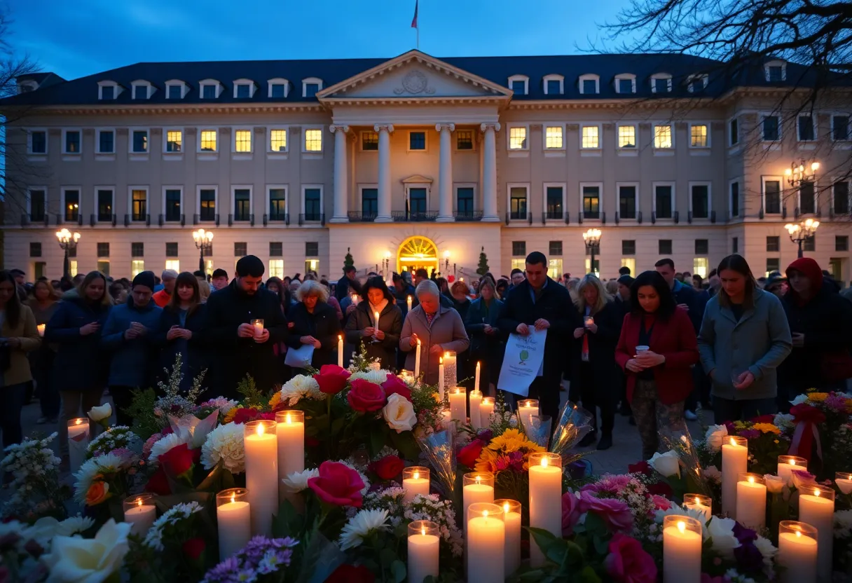 Community memorial vigil for Charlie Kirk at Cal Poly.