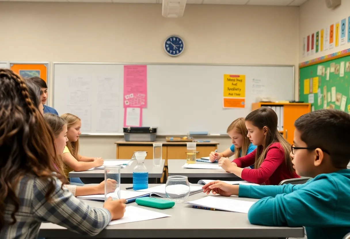 Students engaged in a math and science lesson at CAMS