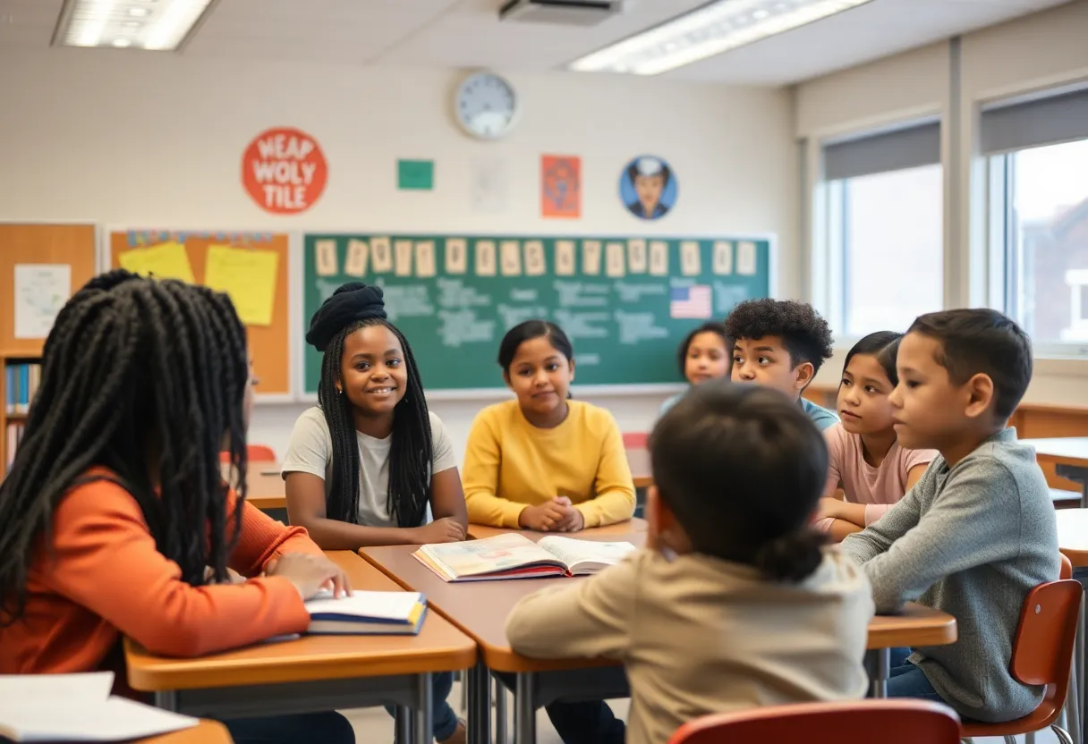 Students engaging in a classroom discussion about inclusivity and antisemitism protection in California education