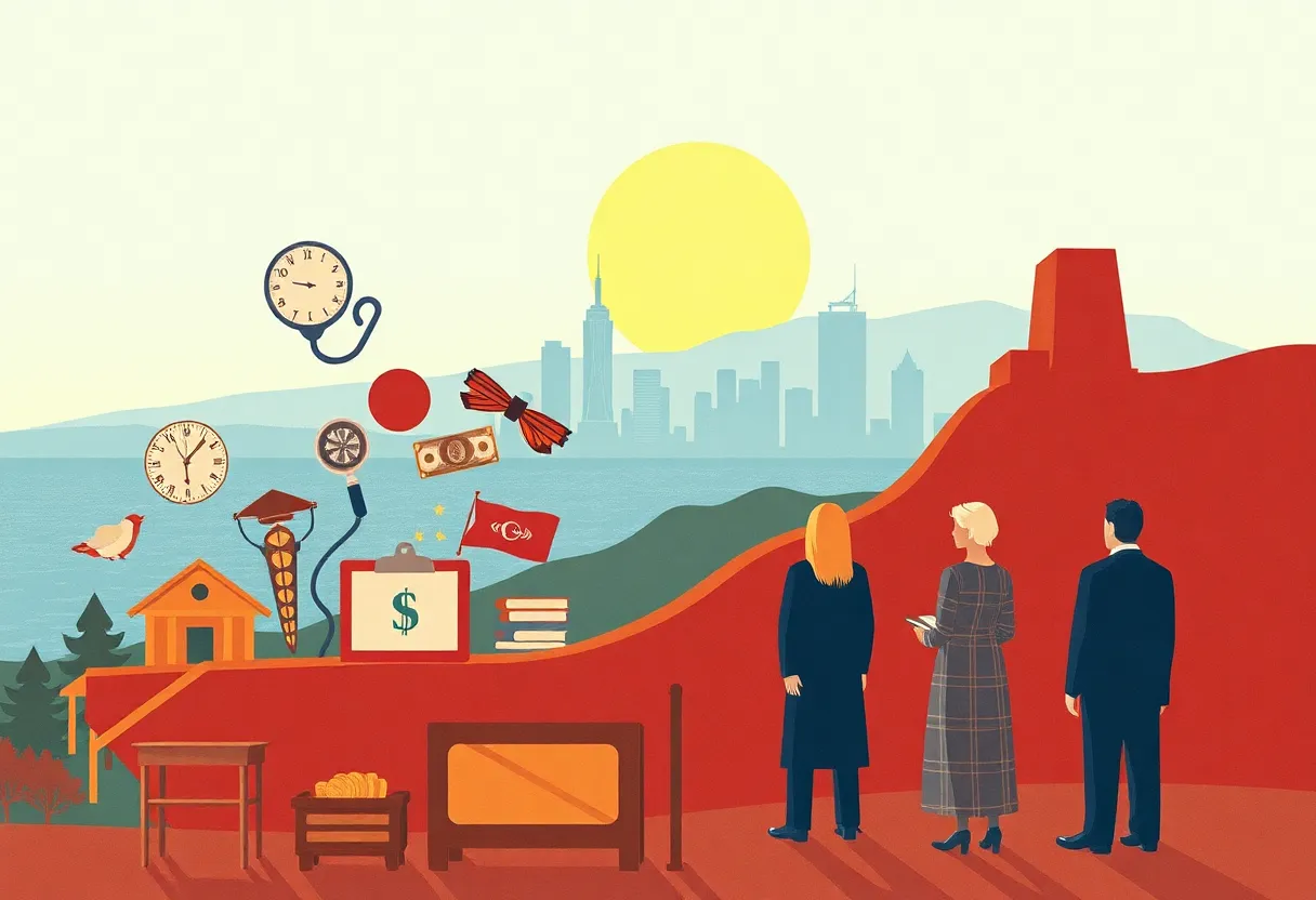 Conceptual illustration representing California's billionaire tax initiative