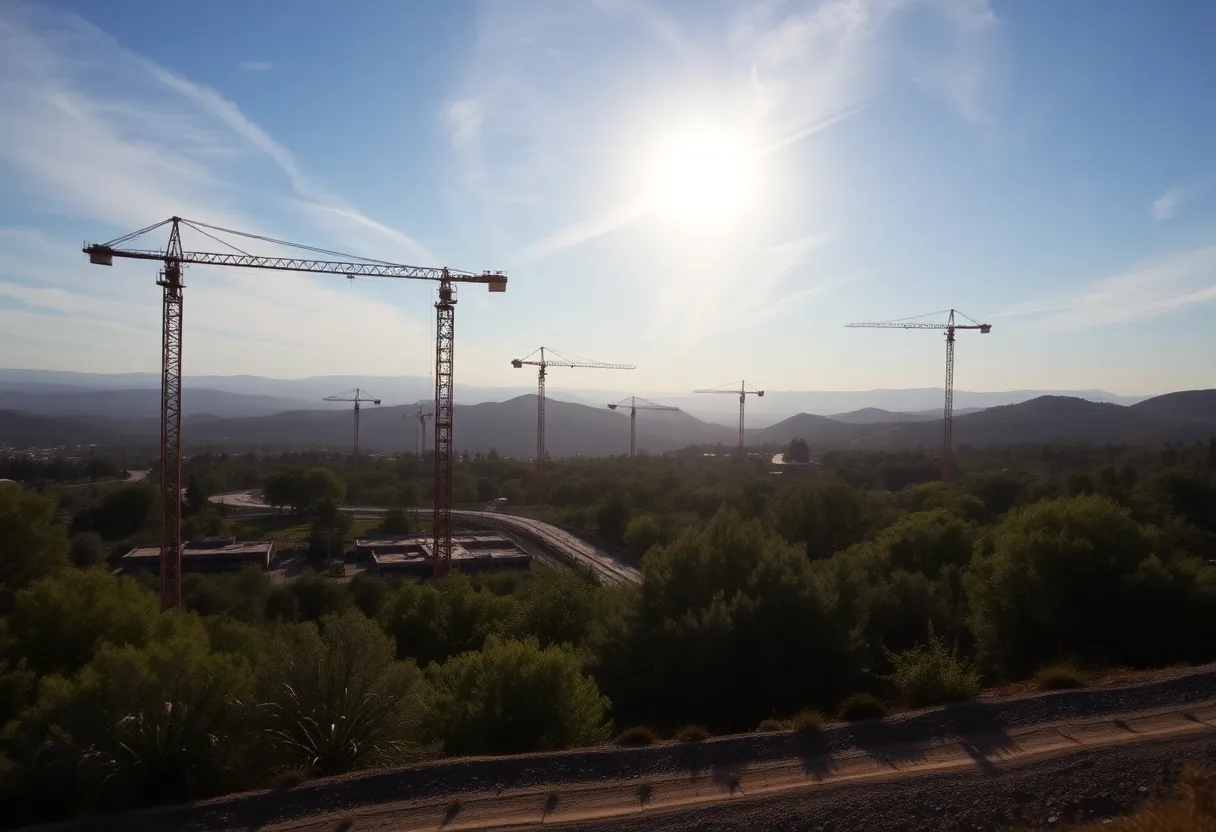 A view of California's construction efforts alongside natural landscapes.