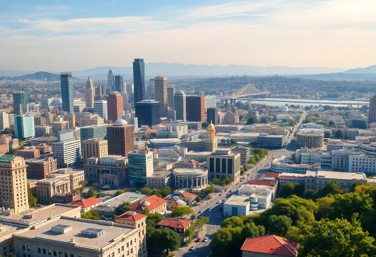 A view of California's diverse economic sectors including finance and agriculture.