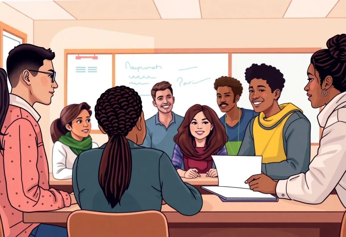 Students participating in an ethnic studies class discussion