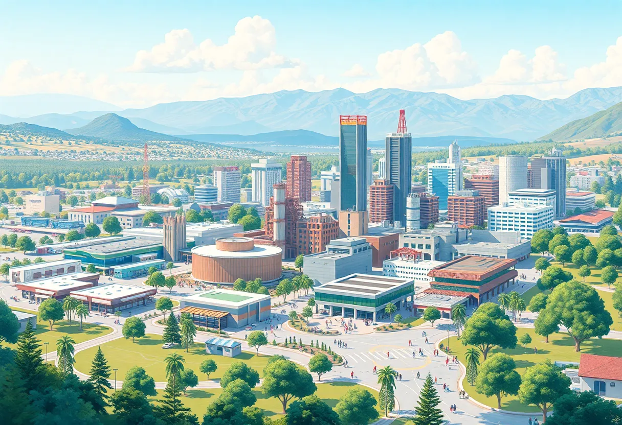 Conceptual illustration of a new city in California
