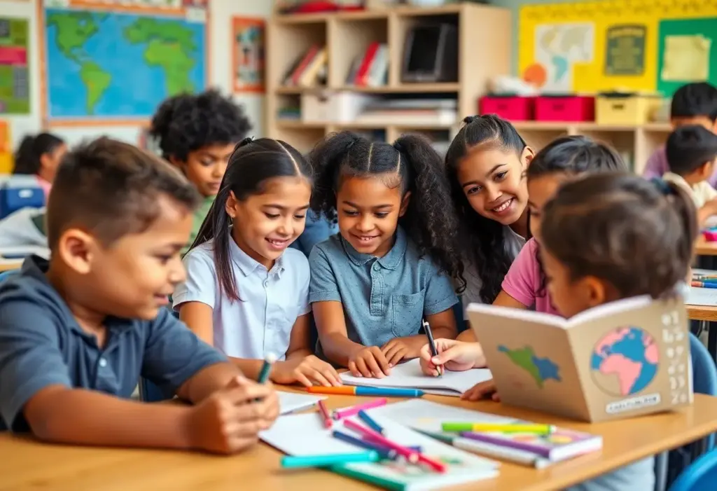 Students in a California classroom engaged in learning.