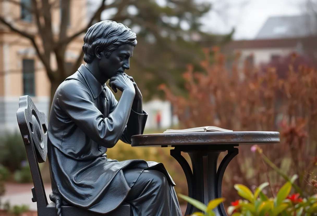 Conceptual statue representing free speech and dialogue.
