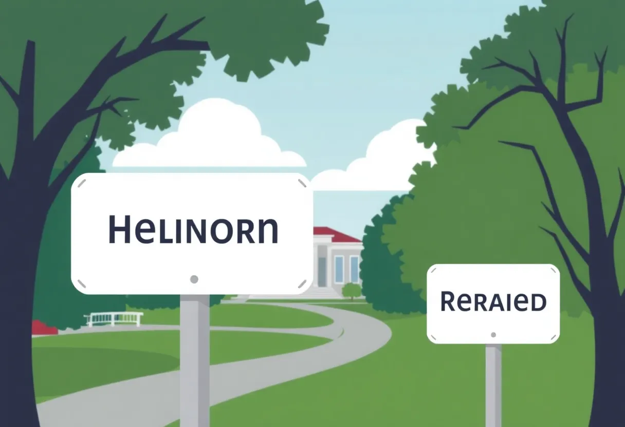Concept image of renaming a roadway on a university campus in honor of a public figure.