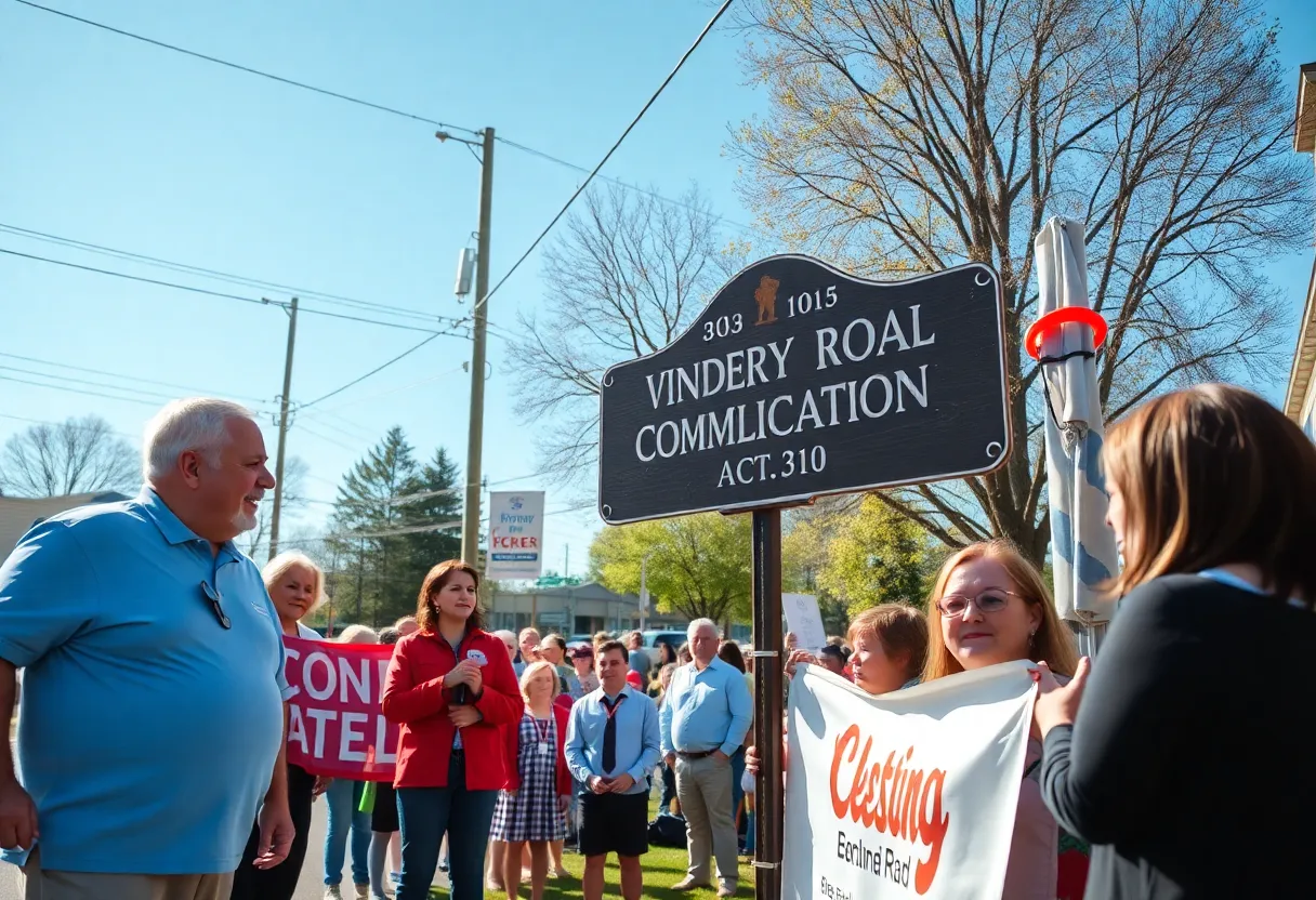Ceremony for the dedication of Charlie Kirk Way with community members present
