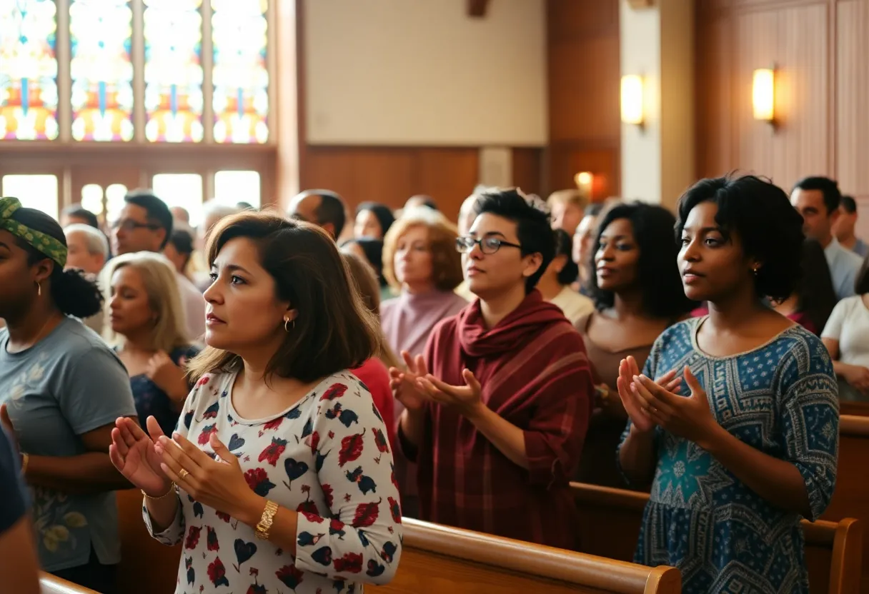 Community gathering at a church for Courageous Christianity event
