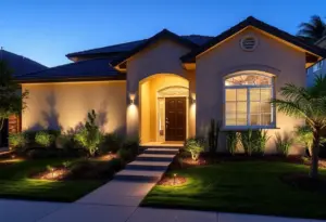 A well-maintained home with innovative landscaping and lighting in Los Angeles.