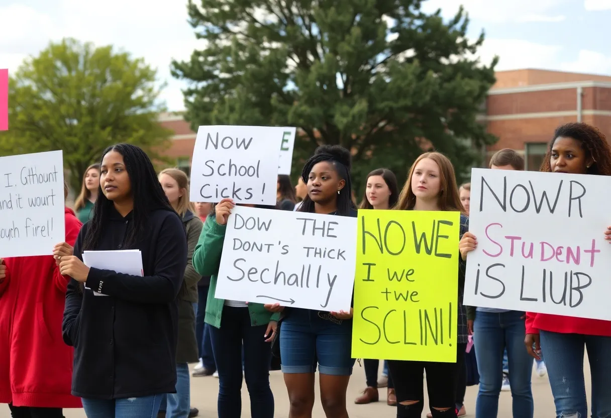 Students protesting outside David Douglas High School