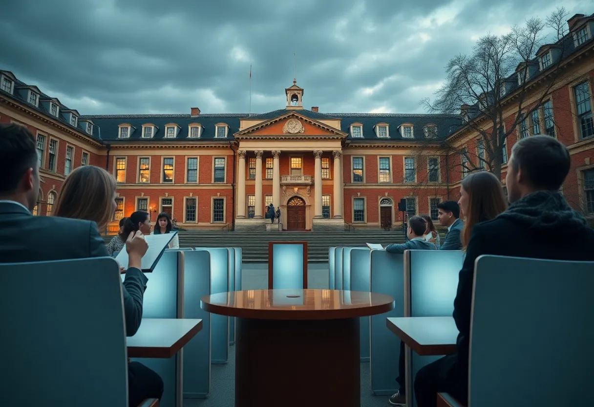 Students participating in a debate at the Oxford Union