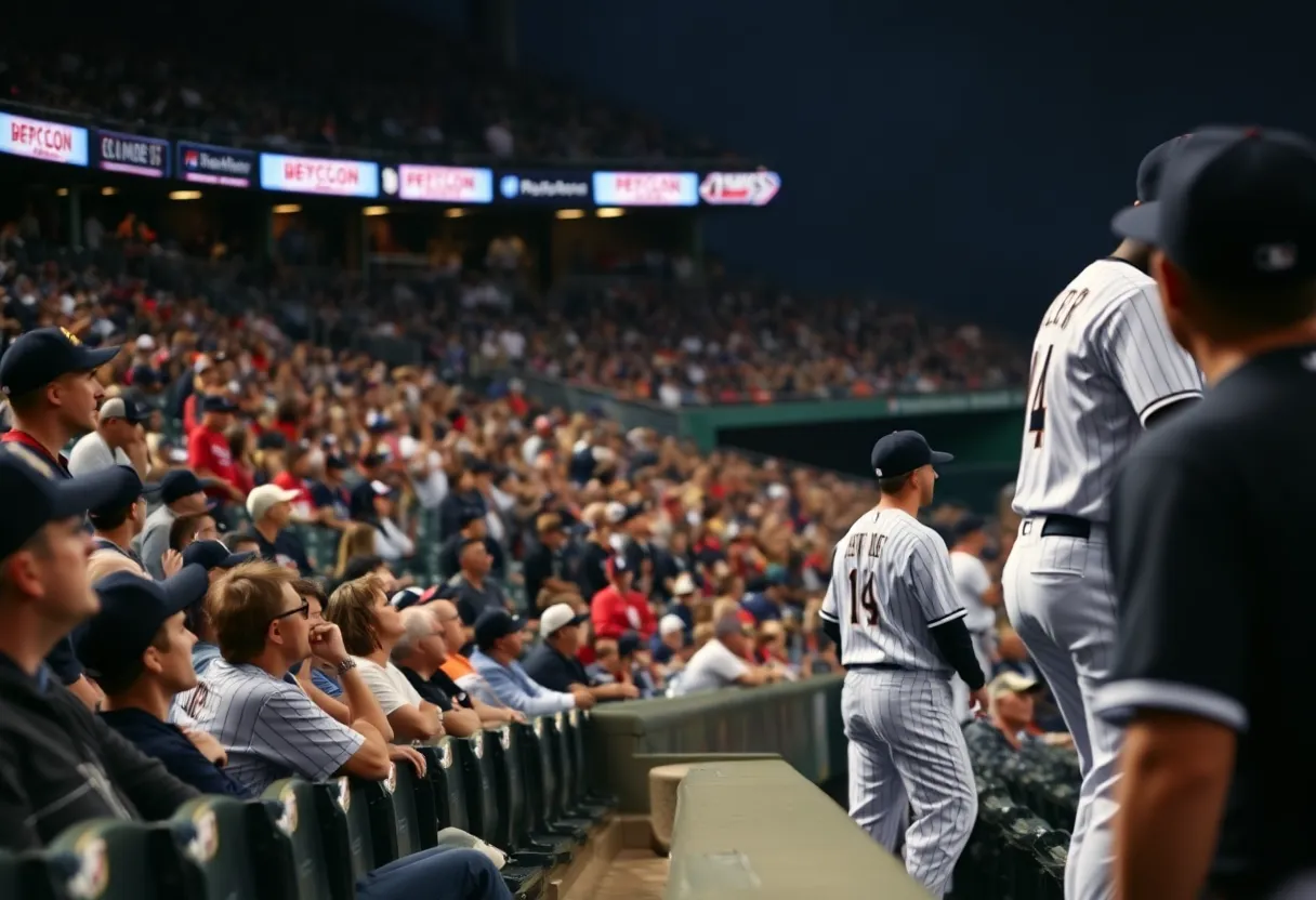 Spectators watching a live baseball game at the World Series