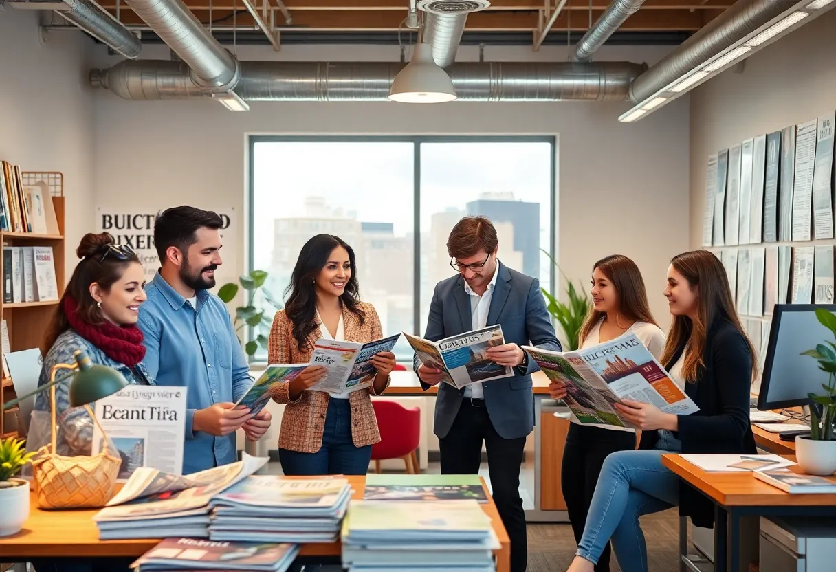 Editorial team collaborating in a Los Angeles office