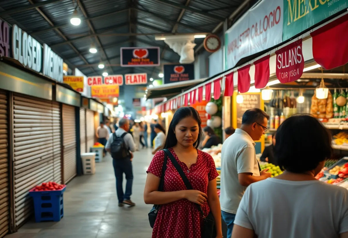 An empty stall in El Mercadito marketplace post ICE raids
