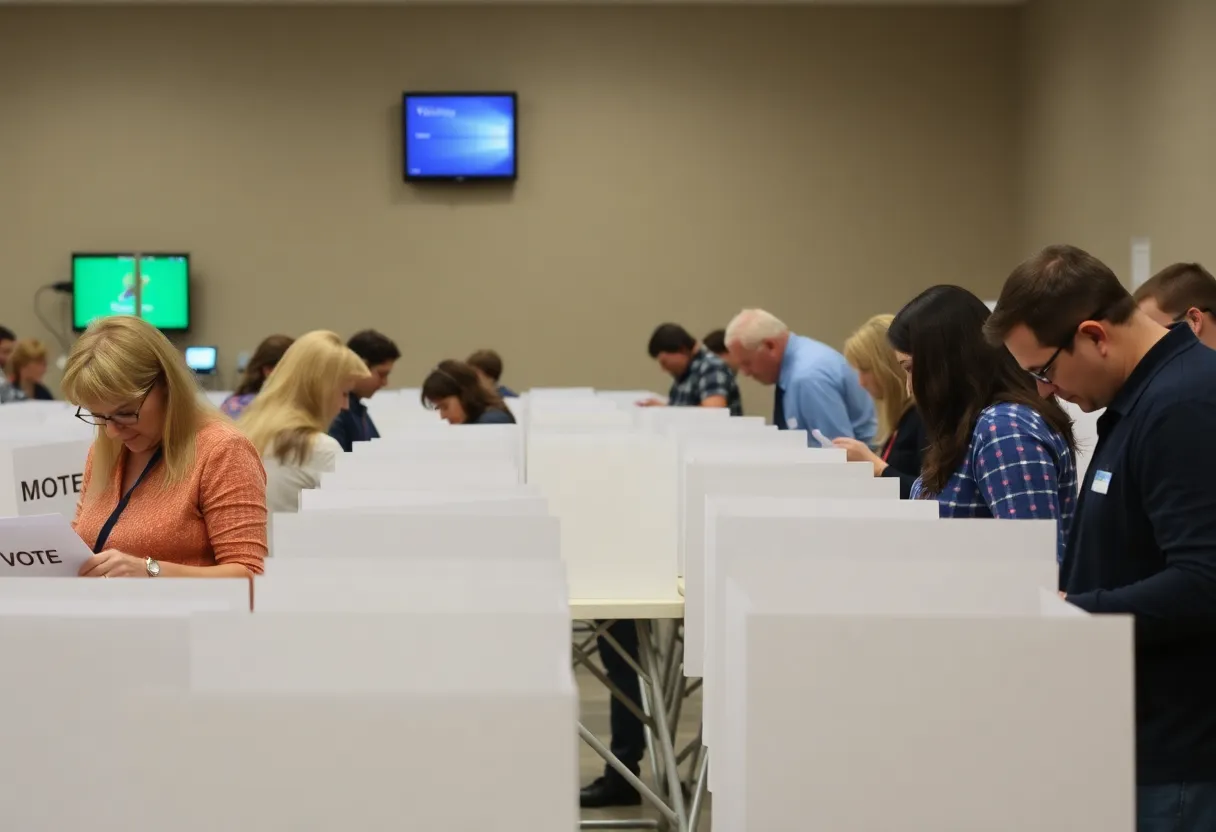 Election monitors observing voters at a California polling station