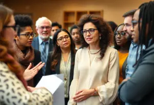 Group of university faculty discussing concerns about an investigation into antisemitism.