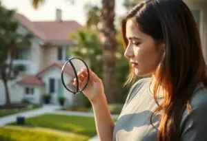 A first-time home buyer examining a property listing for red flags in Los Angeles.
