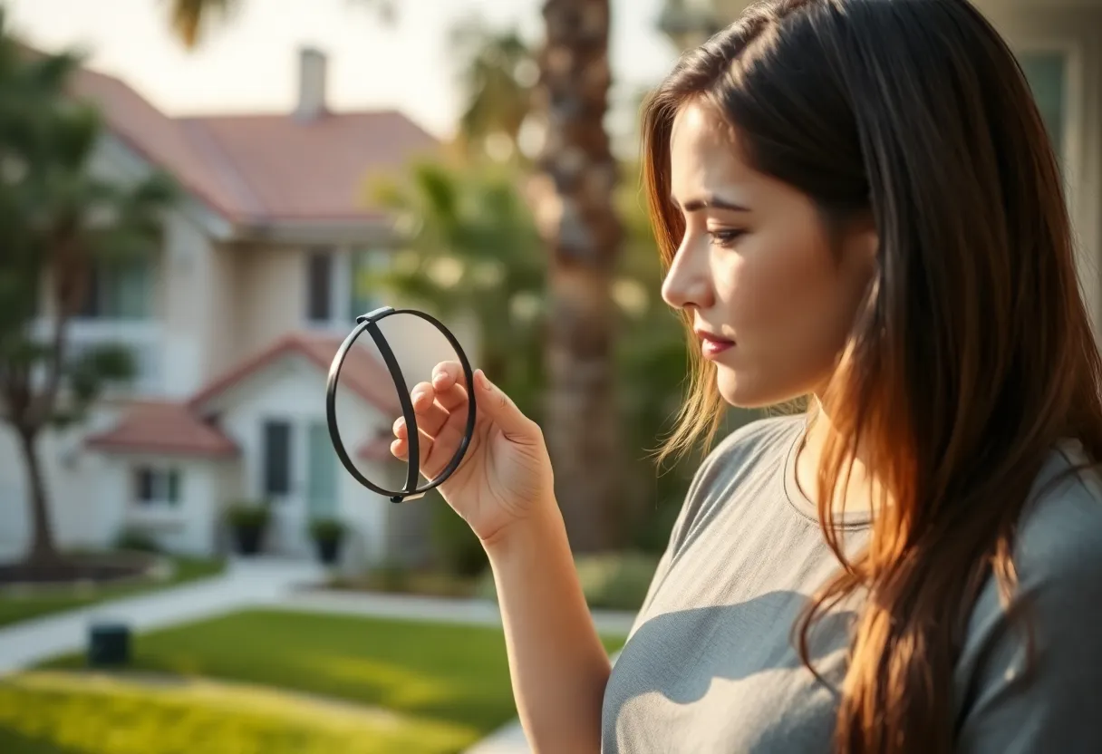 A first-time home buyer examining a property listing for red flags in Los Angeles.