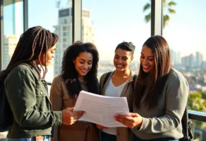 A group of first-time homebuyers discussing financing options in Los Angeles.