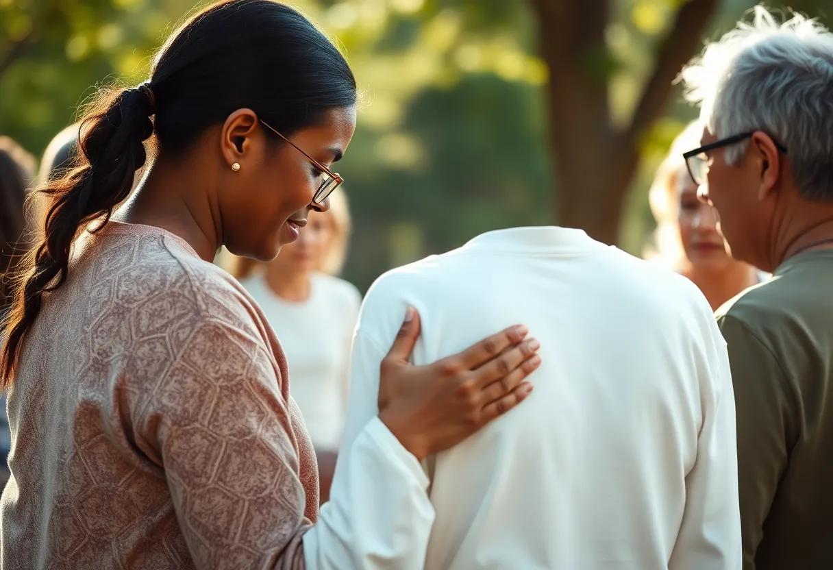 A serene gathering symbolizing forgiveness and compassion.