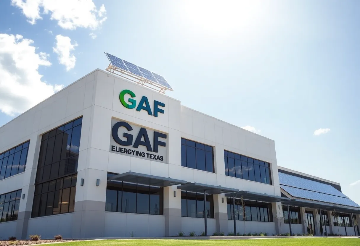 Modern office building of GAF Energy's new headquarters in Georgetown, Texas