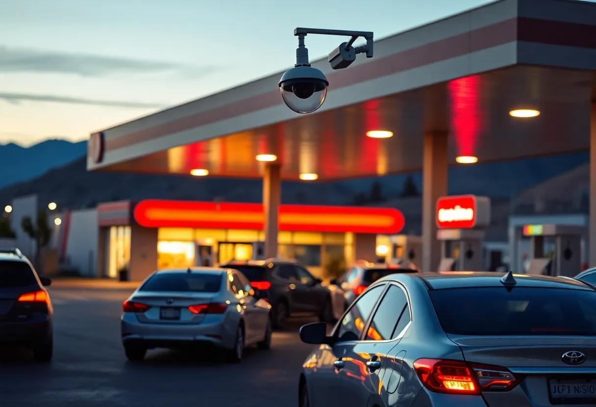 Surveillance footage at a gas station in Utah