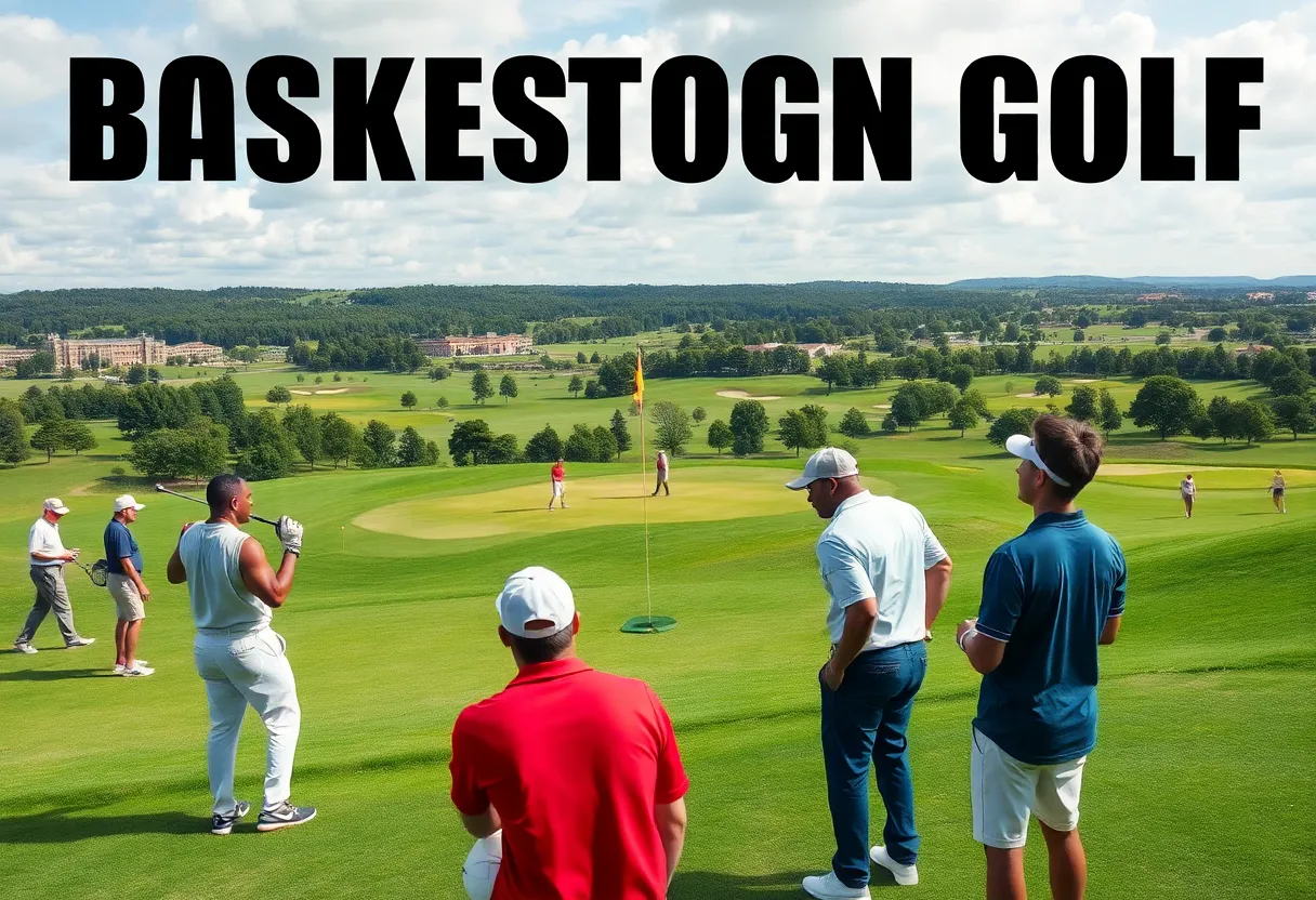 Scenic golf course with athletes enjoying the game