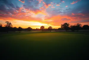 Beautiful golf course during sunset representing fair play