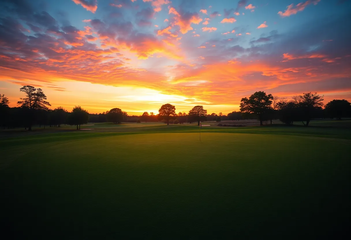 Beautiful golf course during sunset representing fair play