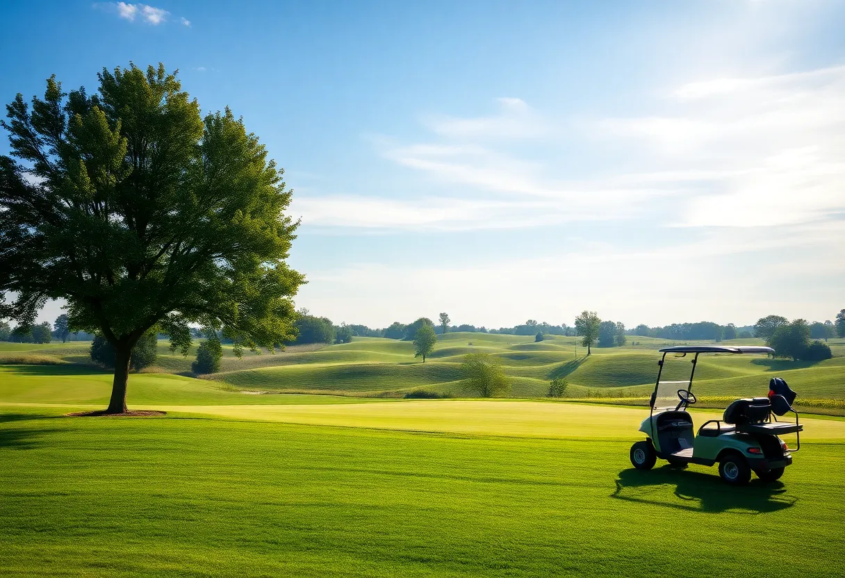 A beautiful golf course with a peaceful setting representing hope and resilience.