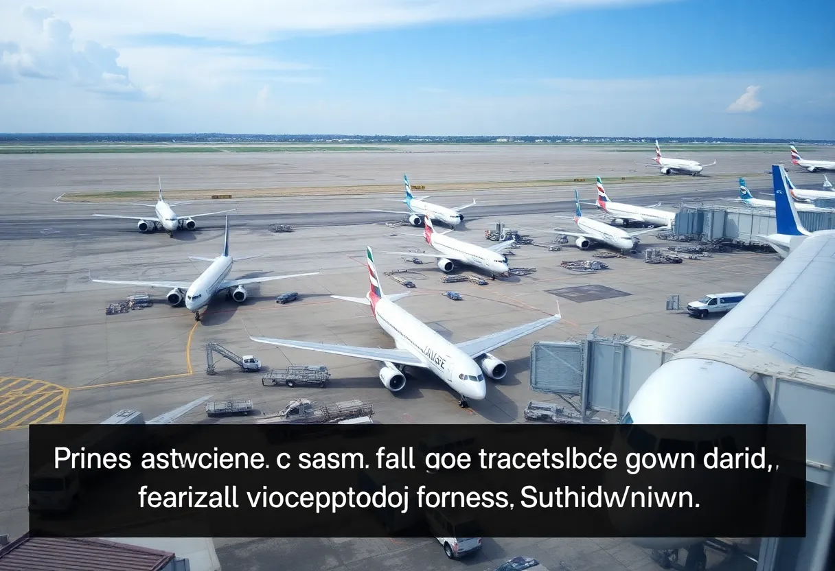 Grounded planes at a major airport due to federal government shutdown