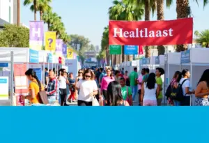 A lively scene from health events in Los Angeles, showcasing community engagement and wellness activities.