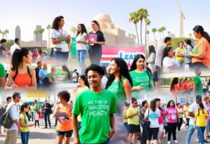 Collage of people participating in health events in Los Angeles