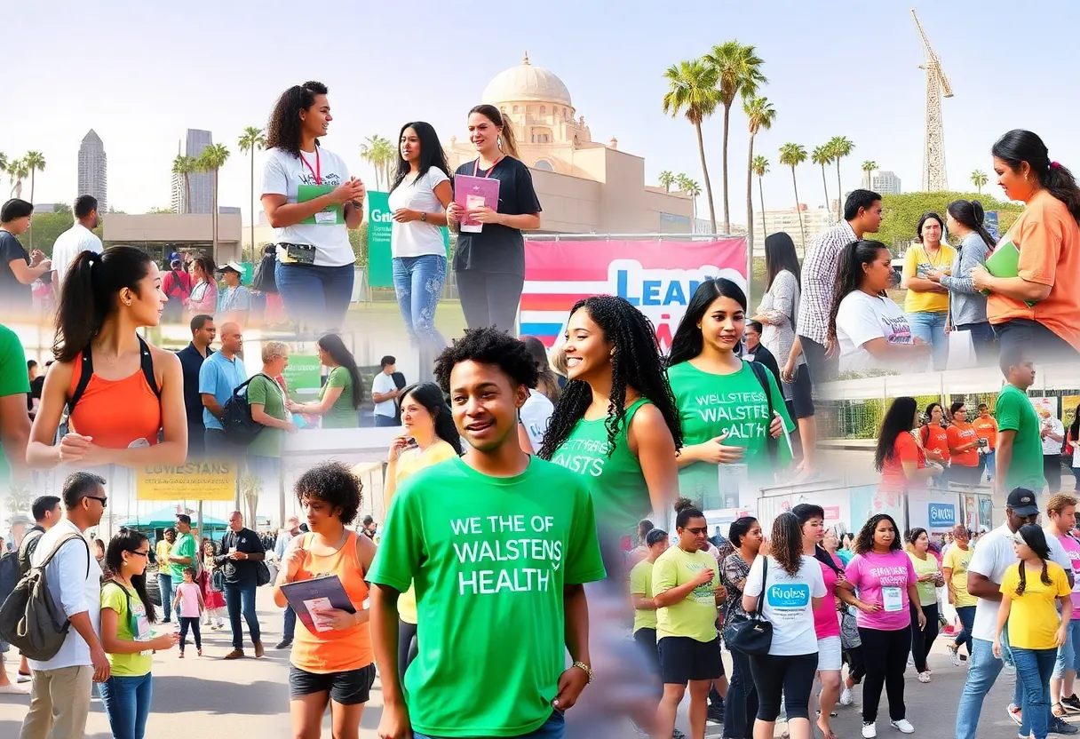 Collage of people participating in health events in Los Angeles