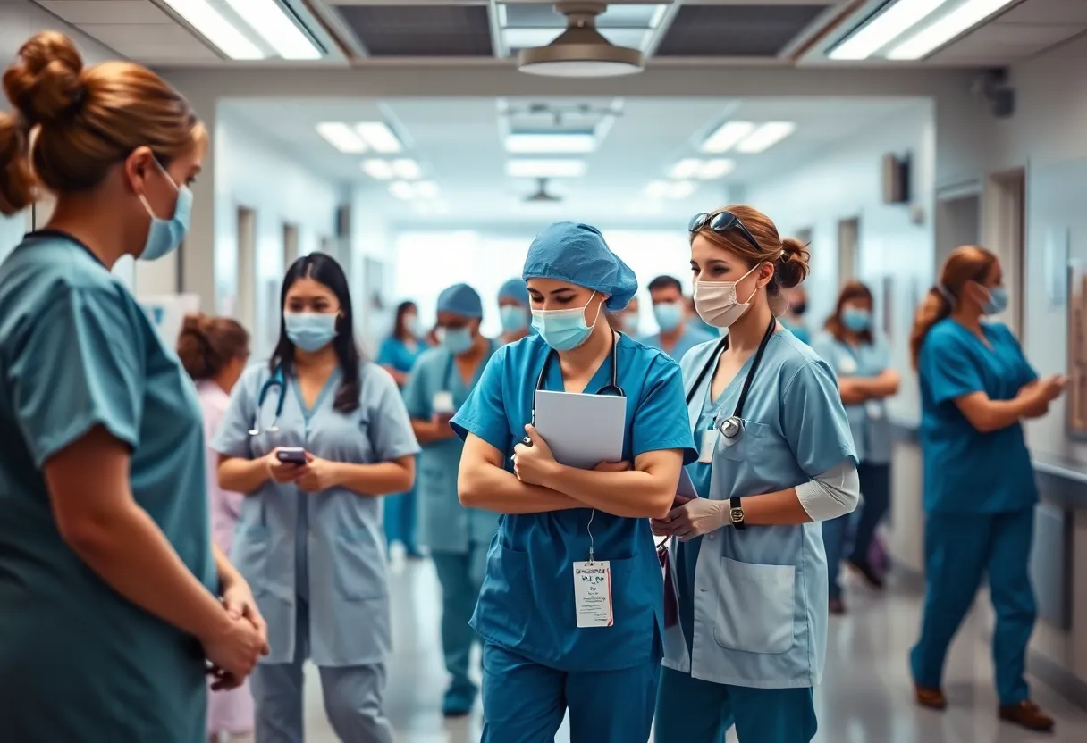 Nurses and healthcare professionals working together in a hospital