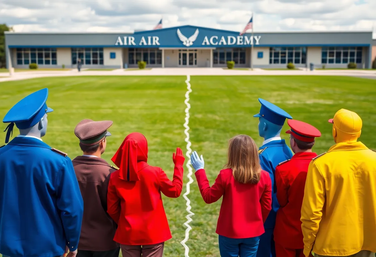 A representation of the divided Air Force Academy alumni community