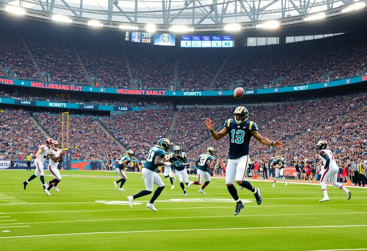 Jacksonville Jaguars playing against Los Angeles Rams at Wembley Stadium