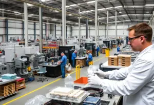 Judco Manufacturing facility in Greene County with a focus on workers and machinery.